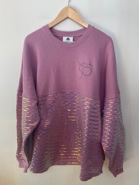 Walt Disney World 50th Anniversary Spirit Jersey Pink Sequin Iridescent Women XL